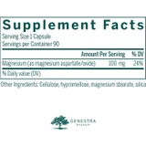 Magnesium supplement facts, 100 mg per capsule