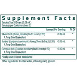 Uri-gen supplement facts with birch juniper and ash extracts