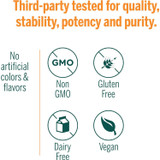 Third-party tested graphic with non-GMO gluten-free dairy-free vegan icons