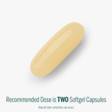 Single yellow softgel, recommended dose is two softgel capsules