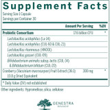HMF Women's Daily supplement facts with probiotics and cranberry