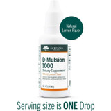 D-Mulsion 1000 bottle, serving size is one drop