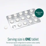 Blister pack of white chewable tablets, blackcurrant, serving size one