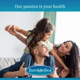 Family playing together, EuroMedica our passion is your health graphic