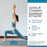 Woman in yoga pose outdoors, Active B Complex brain cardiovascular cognitive graphic