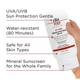 EltaMD UV Pure tube with UVA/UVB, water-resistant and safe for all skin types callouts