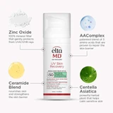 UV Skin Recovery ingredients: zinc oxide, AAComplex, ceramide blend, centella asiatica