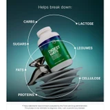 Bottle with carbs, fats, proteins and other food categories around it