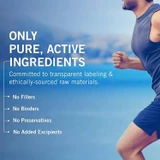 Man running by the sea, only pure, active ingredients graphic with no fillers or binders list
