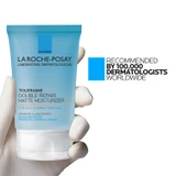 Gloved hand holding the tube, recommended by dermatologists text