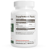 Back of Real Mushrooms Turkey Tail bottle with supplement facts