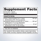HisSynergy supplement facts with tribulus, ashwagandha and cowage extracts