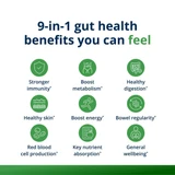 UltraFlora Complete 9-in-1 gut health benefits icon graphic