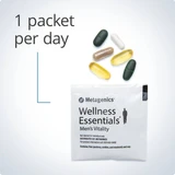 One Men's Vitality daily packet with four tablets and softgels