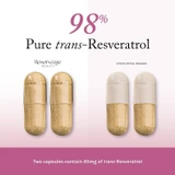 Reserveage 98 percent pure trans-resveratrol capsule vs other brands graphic