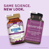 Before and after Resveratrol bottles, same science new look
