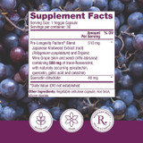 Resveratrol supplement facts, 1 veggie capsule serving, 30 servings