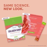 Before and after Collagen Candy boxes, same science new look