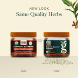 Old and new Turmeric Supreme Gummies jars, new look same quality herbs