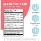 B-Complex supplement facts with vegetarian, hypoallergenic and gluten-free icons