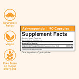 Ashwagandha supplement facts, 2 capsule serving with 800 mg organic ashwagandha root