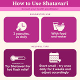 How to use Shatavari 2 capsules twice daily with food and water graphic