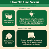 How to use Neem, 2 capsules twice daily with food and water