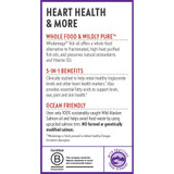 Wholemega heart health 5-in-1 benefits ocean-friendly B Corp Salmon-Safe graphic