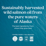 Sustainably harvested wild Alaskan salmon oil third-party validation logos graphic