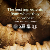 Green leaves, the best ingredients from where they grow best, third party validated logos