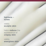Body serum swirls, tightens, tones, sculpts and energizes skin callouts