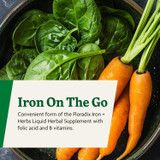 Spinach and carrots, Floradix Iron On The Go tablets graphic