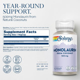 Solaray Monolaurin, Immune System Support - 60 Capsules