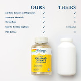 Ours vs theirs Cal-Mag chart, 2:1 ratio Vitamin D herbal base VegCaps PCR bottles