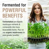 Woman holding seedlings, fermented for powerful benefits graphic