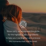 Woman in sunlight, Solaray a brighter way since 1973 quality ingredients graphic