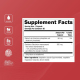 Supplement facts for TheraCran One with free-from icons