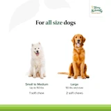 Intelligent Omega dosage for all size dogs, 1 or 2 soft chews by weight with dog photos