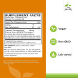 CuraMed Syrup facts with BCM-95 Curcugreen curcumin vegan Non-GMO lab-tested icons