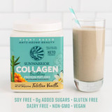 Tahitian Vanilla tub and shake, soy free, 0g added sugars, gluten free, vegan