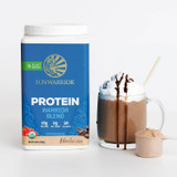 Warrior Blend Mocha tub with mocha smoothie whipped cream chocolate syrup graphic