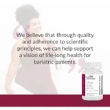 Woman and bottle behind a Bariatric Advantage quote