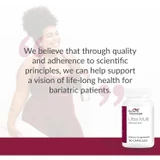 Woman and bottle behind a Bariatric Advantage quote