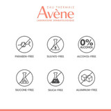 Avène free-from icons: paraben, sulfate, alcohol, silicone, silica and aluminum free