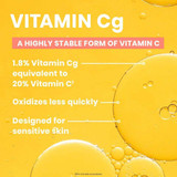 Vitamin Cg graphic: 1.8% vitamin Cg equivalent to 20% vitamin C, designed for sensitive skin