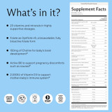 What's in it panel with Prenatal Multi Essentials supplement facts