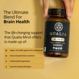 Hand holding the bottle with ultimate blend for brain health text
