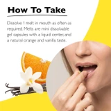 How to take Rescue Pearls dissolve 1 melt as needed orange vanilla flavor graphic