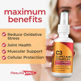 Woman relaxing, C3 Curcumin maximum benefits oxidative stress joints muscle graphic