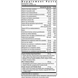 Men's One Daily 120-count supplement facts panel